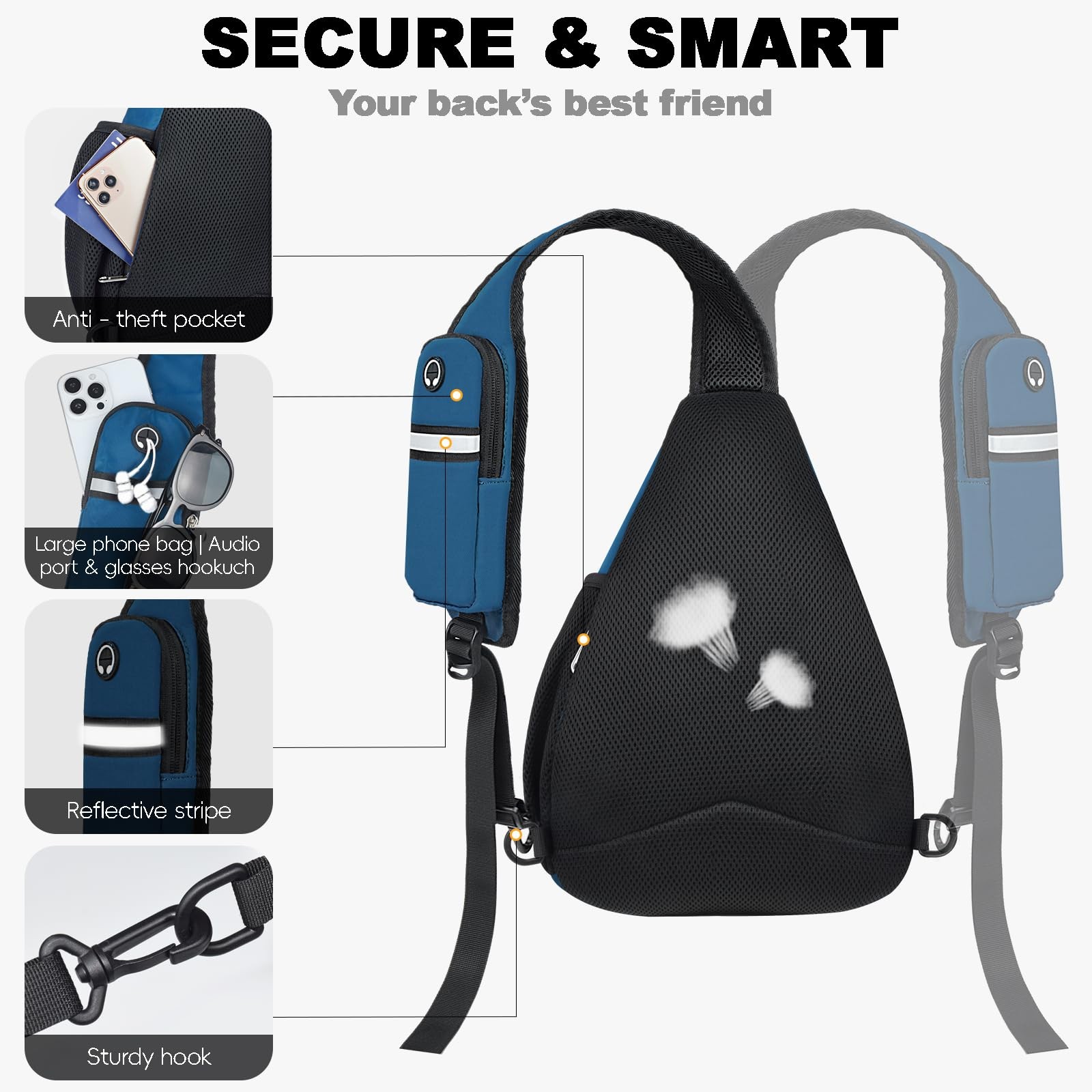 Seektop Crossbody Bag Anti-Theft RFID Blocking Waterproof 400D Nylon Lightweight