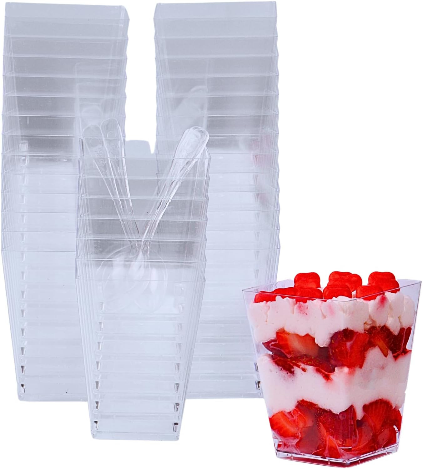 Noscupsgia 5.4 Oz (100 Pack) Dessert Cups with Spoons – Small Plastic Parfait Cu