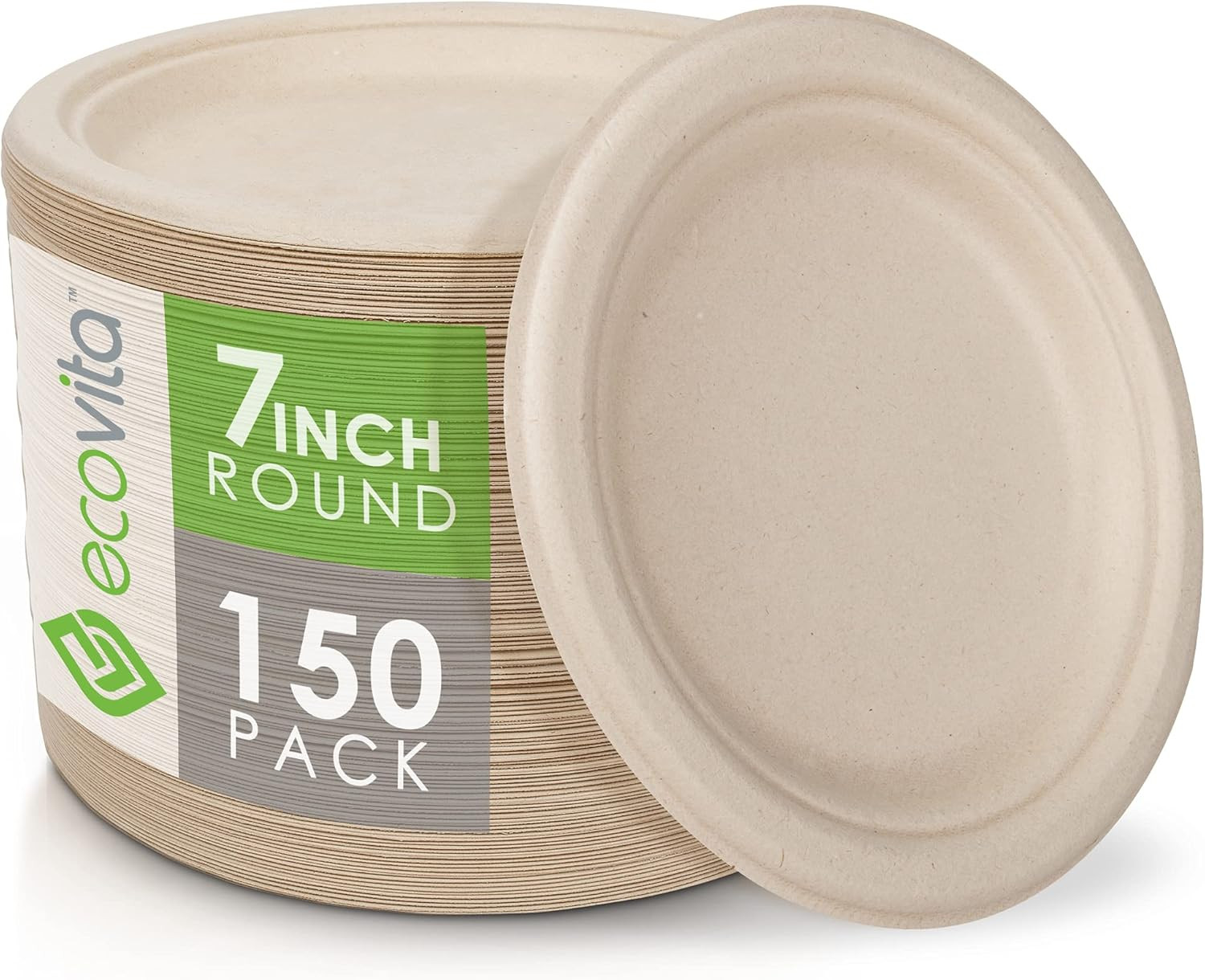 100% Compostable Paper Plates [7 In.] – 150 Disposable Plates Eco Friendly Sturd