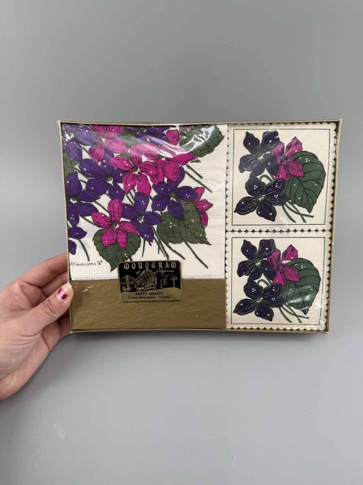 Vintage Monogram California Party Smarty Party Floral Napkin Coaster Set