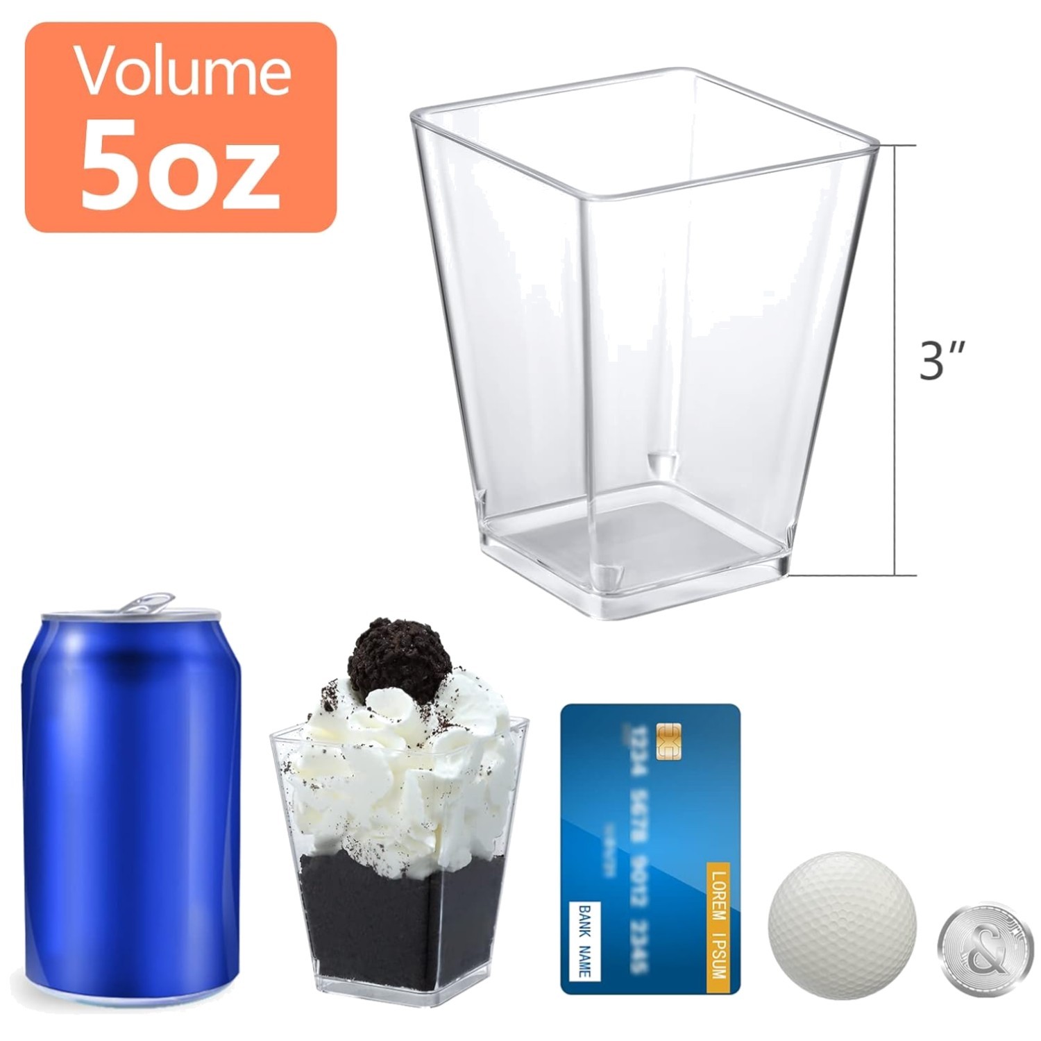 200 Pack Clear Plastic Dessert Cups with Spoons