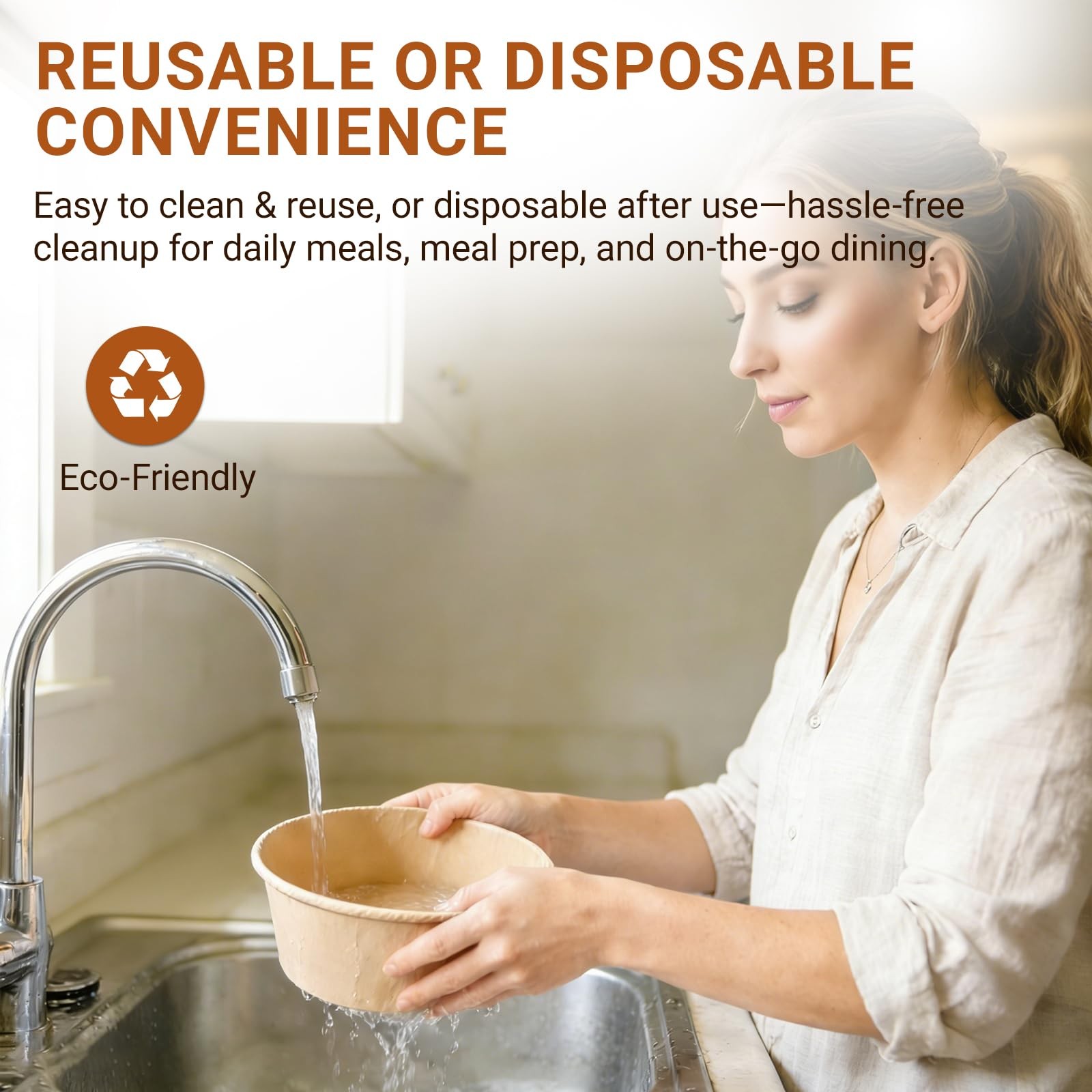47oz Disposable Round Kraft Paper Meal Prep Containers with Lids, 50pk Oil Pr…