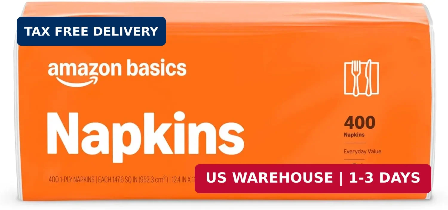 Amazon Basics Everyday Paper Napkins, 400 Count