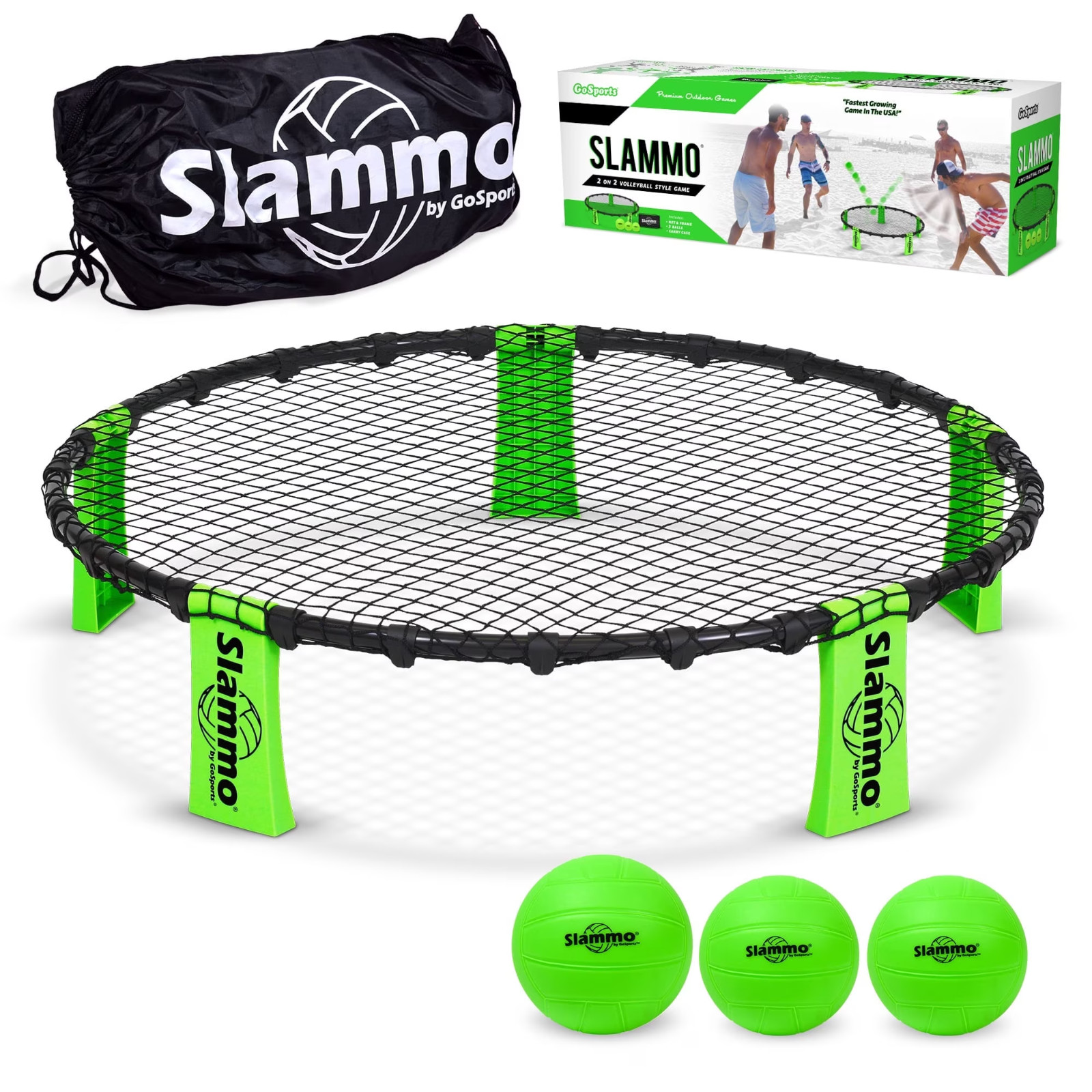 GoSports Slammo Outdoor Game Set – Beach Lawn Game Set – Includes 3 Balls, Carry