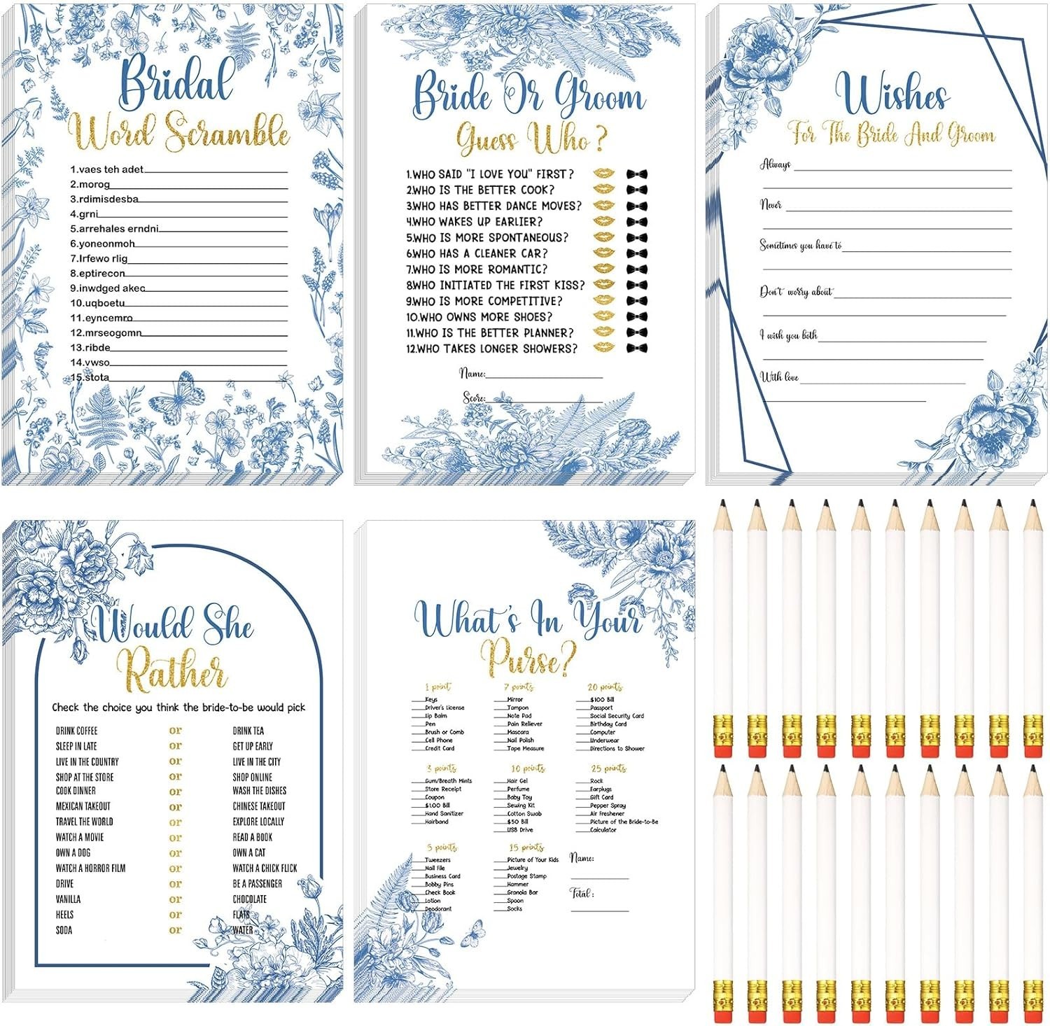 145 Pieces Bridal Shower Game Bridal Shower Favors Set Wedding Games Cards an…