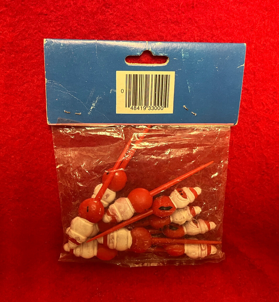 Lot Of 10 Santa Christmas Cupcake Picks Vintage Cake Decorations Toppers 3 Inch