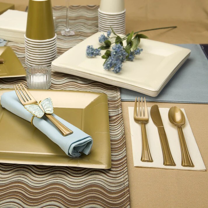 Gold Heavy weight Plastic Spoons 48 Pieces Tableware Decorations for Parties