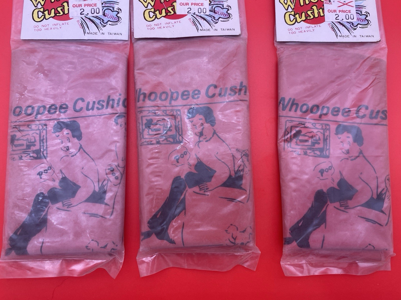 Whoopee Cushions Lot of 3 Vintage Fart Noise Toys – Sealed 1970’s New Old Stock
