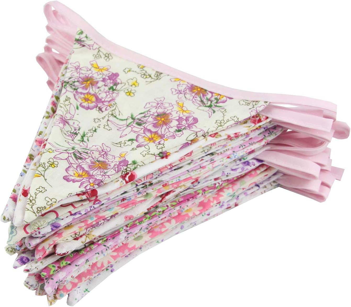 10M/32Ft Triangle Bunting Banner, 36 Pcs Cotton Fabric Flags Pennant Garlands