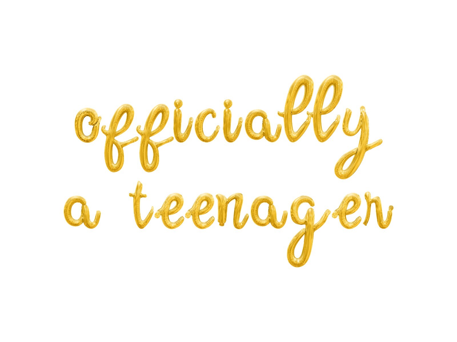 OFFICIALLY A TEENAGER Cursive Letter Balloon Banner – 13th Birthday Party Decors