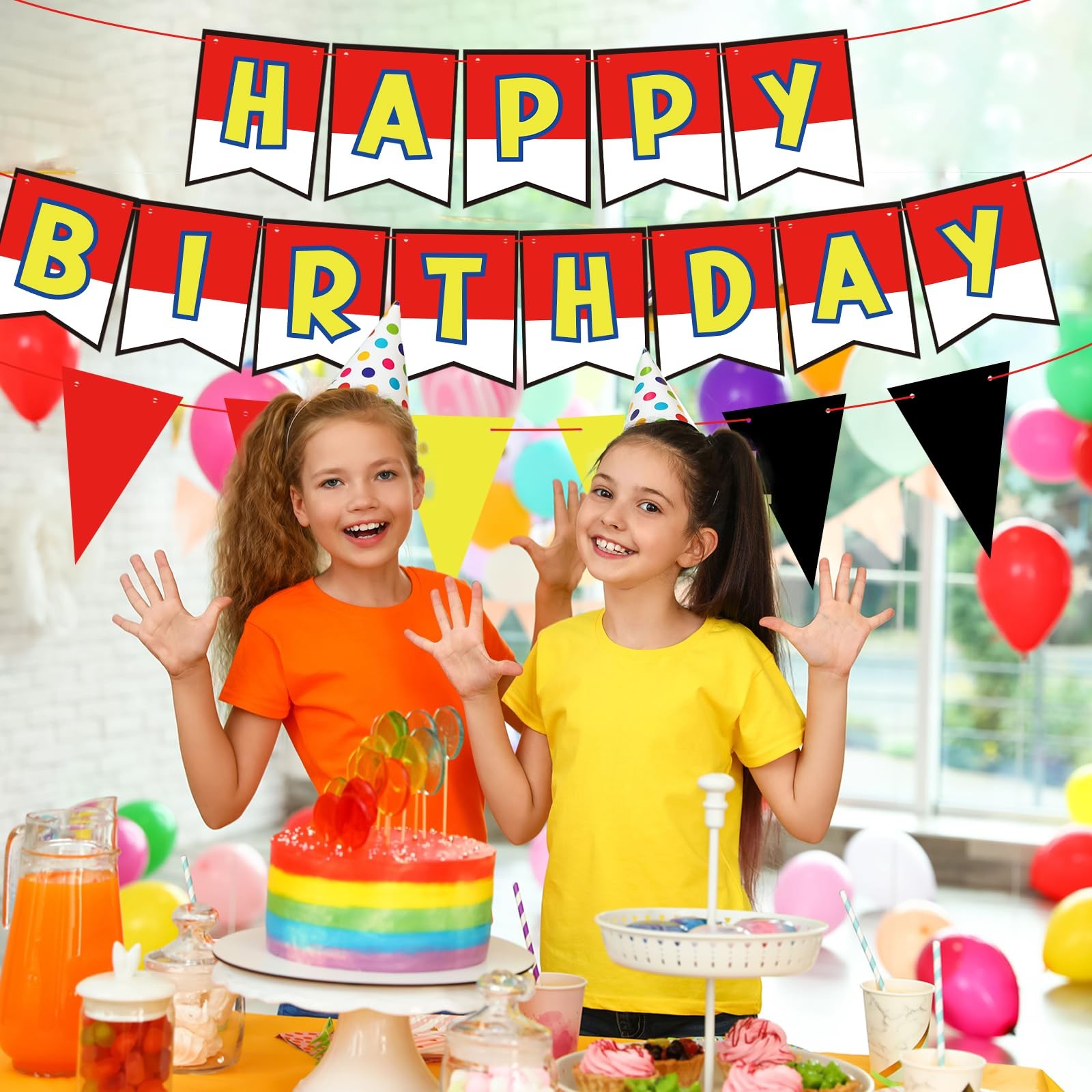 Red White Yellow Happy Birthday Decorations Cute Interesting Small,