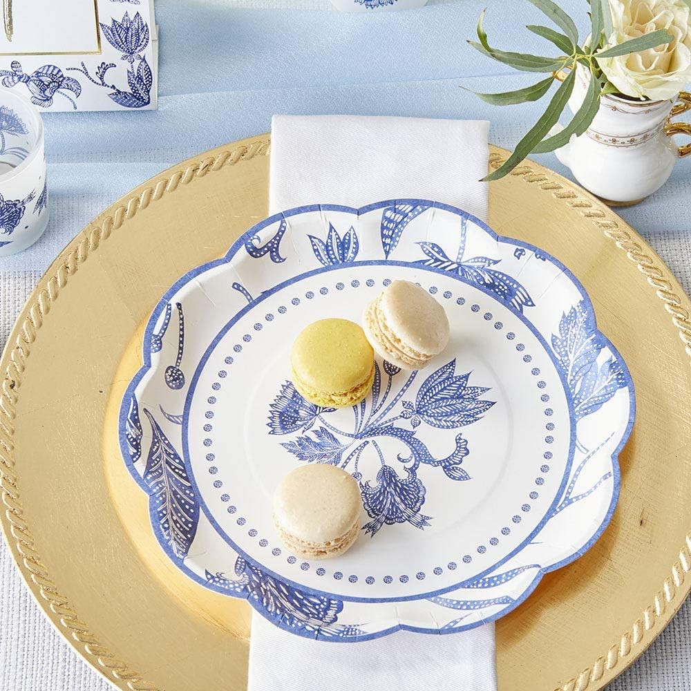 Blue Willow 9 in. Decorative Premium Paper Plates (350 GSM weight -Set of 16) –