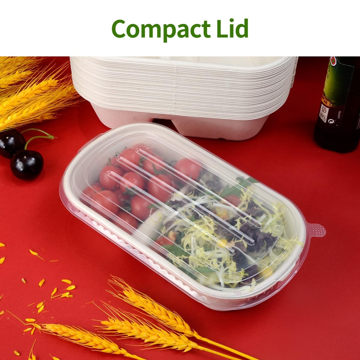 50 Pack Large 2 Compartment Paper Bowls With Lids Divider Food Containers Dispos