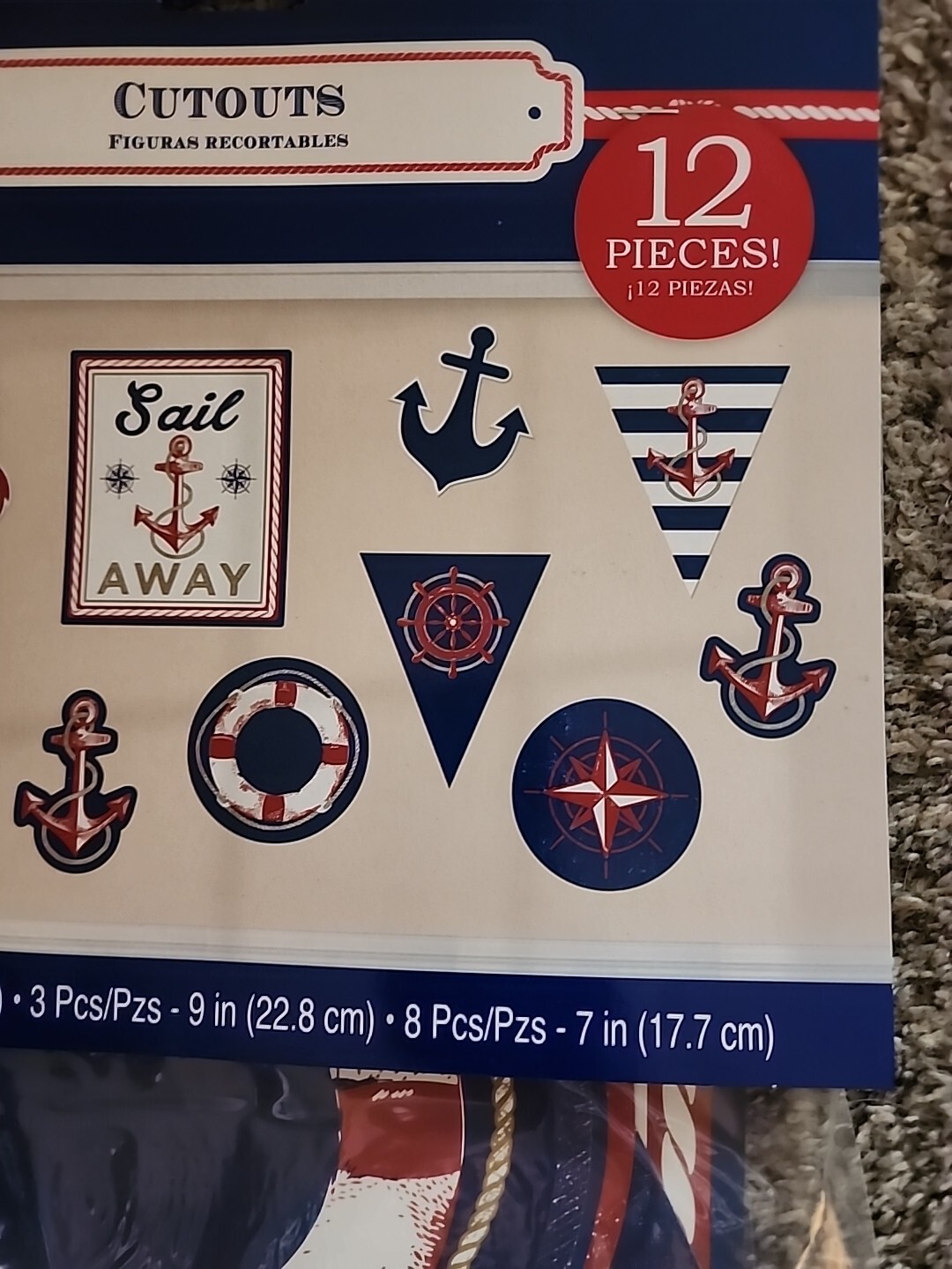 Amscan Nautical Cutouts 12pc Value Pack Party Celebration Various Prints & Sizes