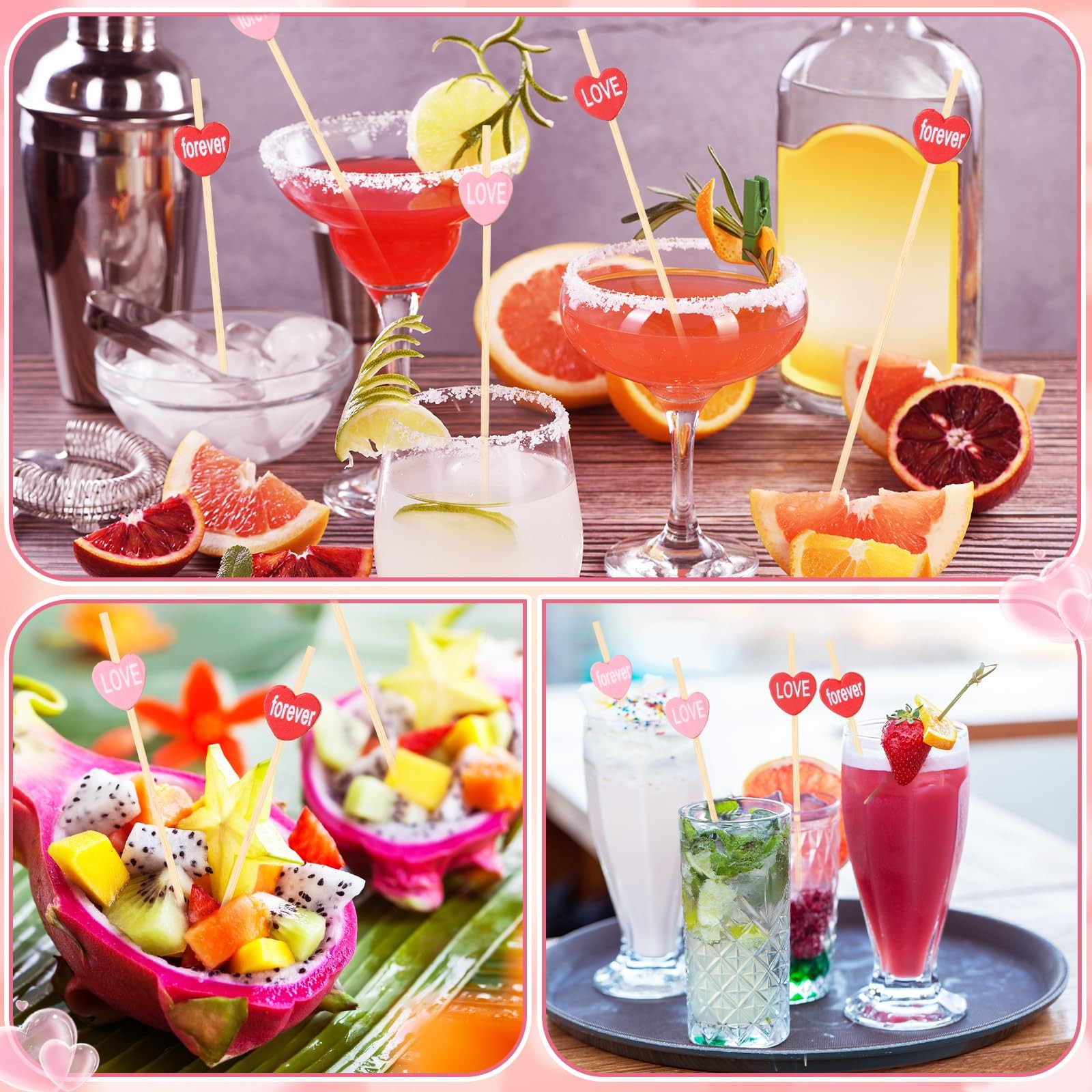 100 PCS Bamboo Cocktail Picks 4.7 Inch Toothpick Cupcake Topper Fruit Skewer