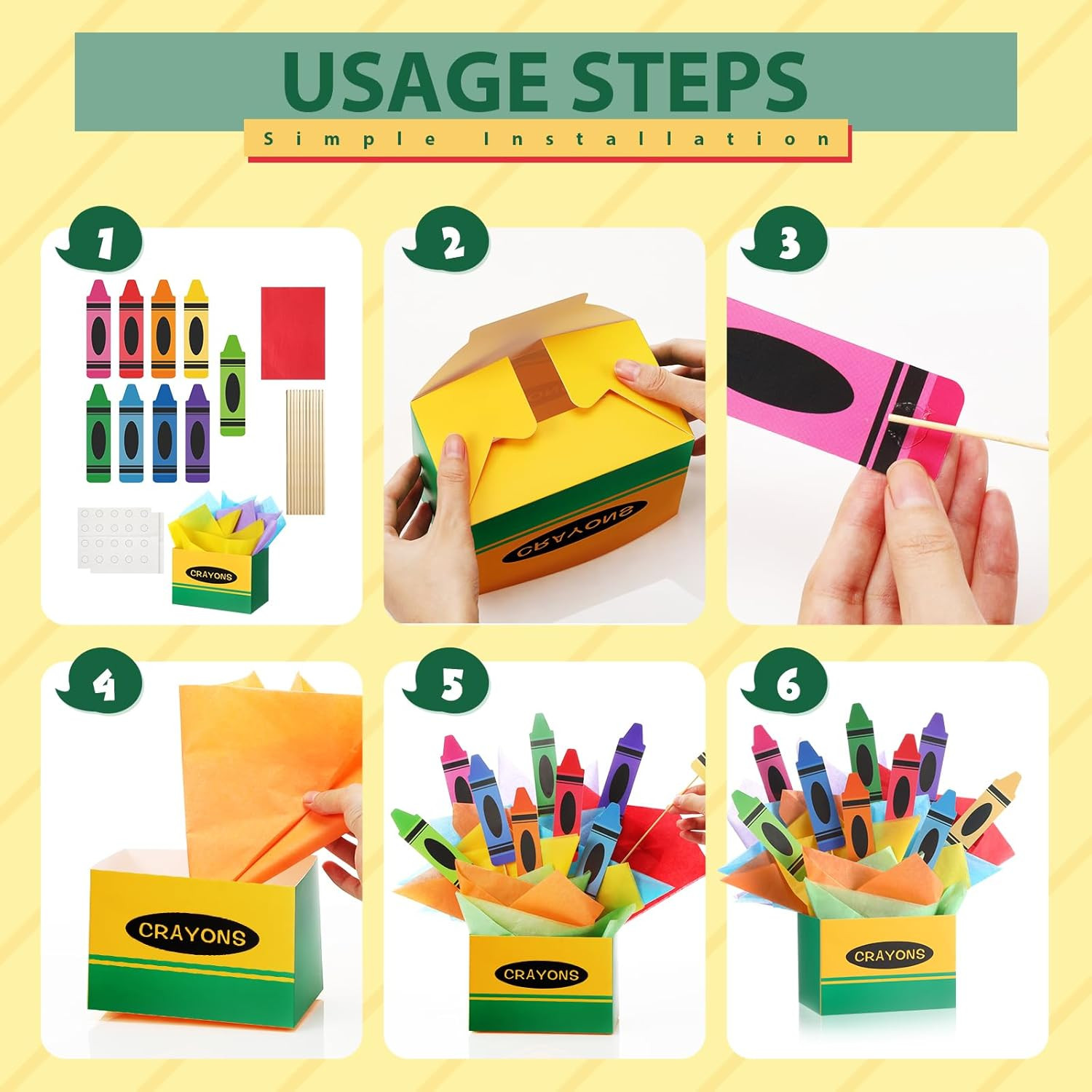 6 Sets 96 Pcs Crayon Themed Party Centerpieces Decorations Back to School Table