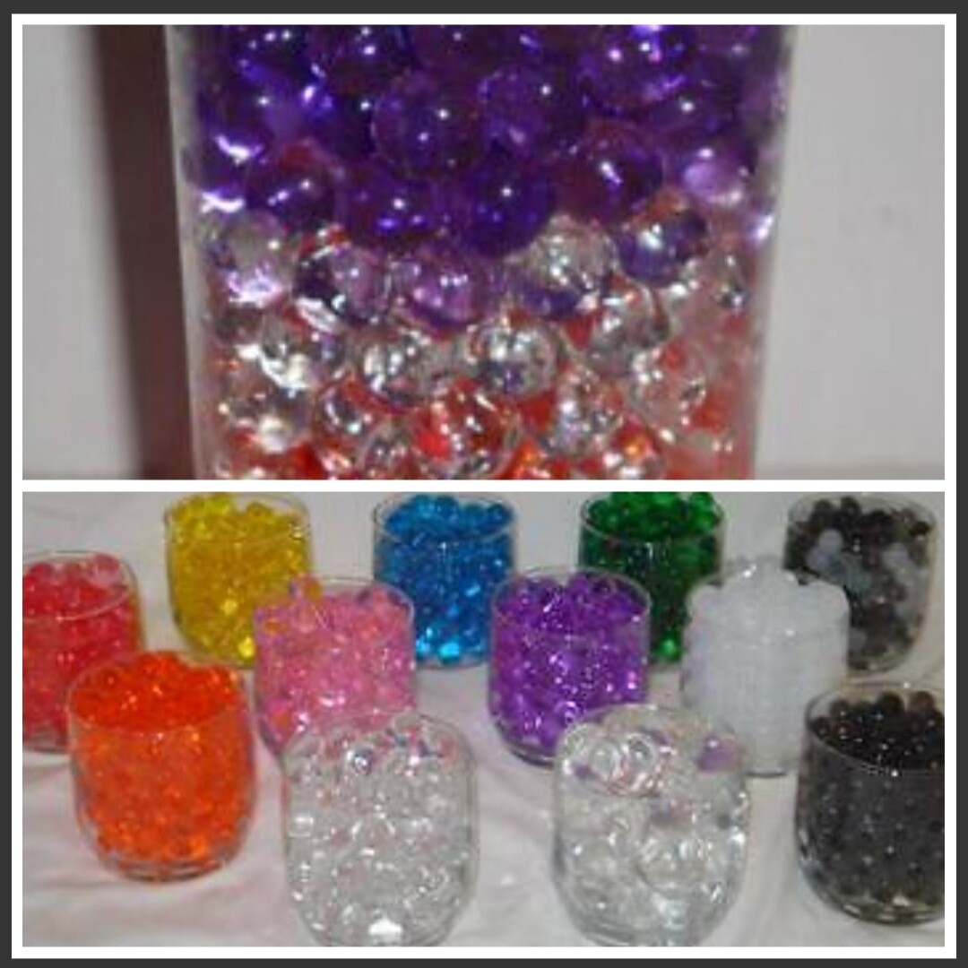 Water beads -USA water jelly beads – vase filler pearls -each pk makes 1 1/2 Qrt