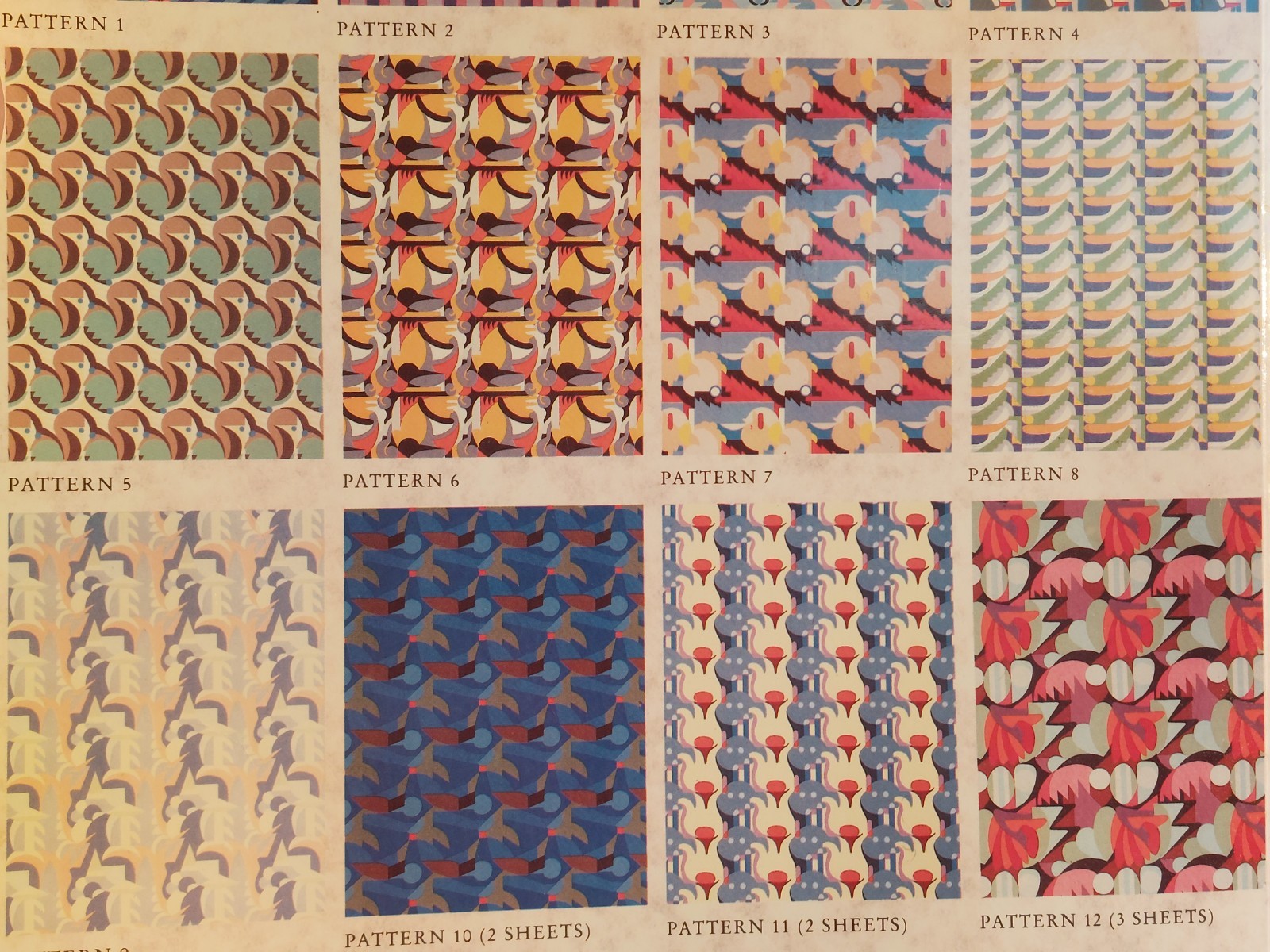 Art Deco Designs, Gift Wraps, by A.D. and M.P. Verneuil, 12 Patterns, 16 Sheets