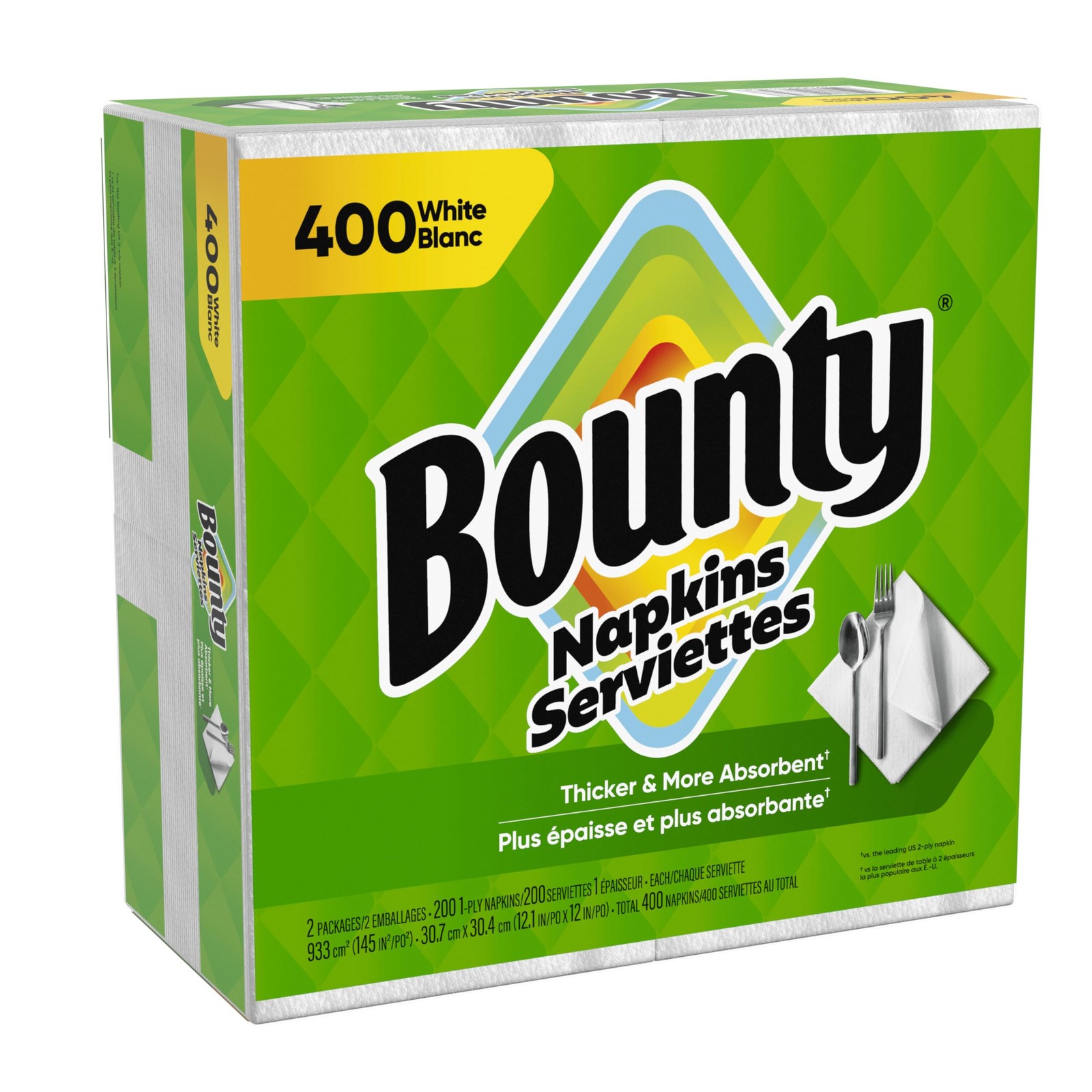 Bounty Paper Napkins, White, 400 Count 400 Count, White