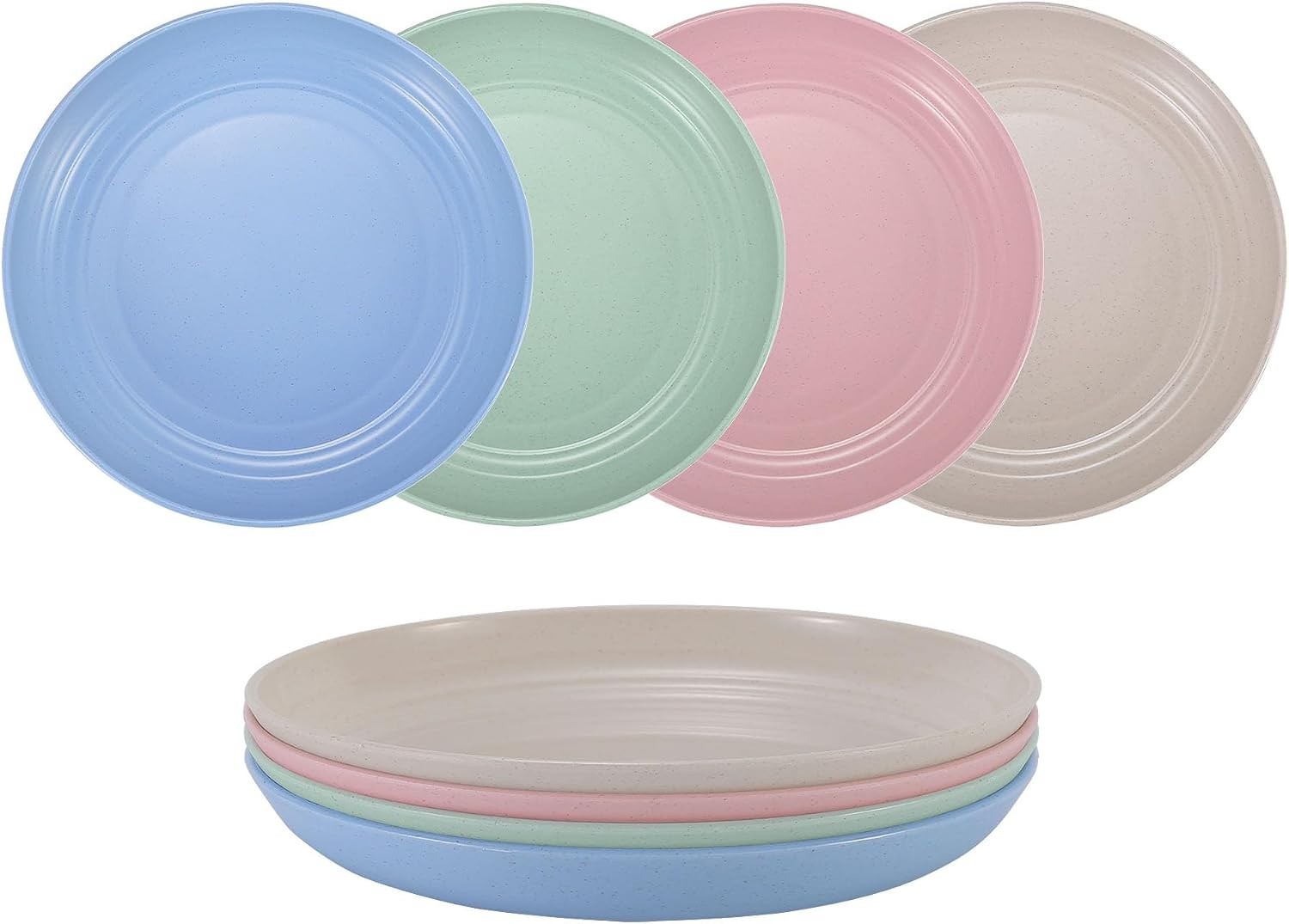 7-Inch Unbreakable Wheat Straw Plates – Set of 4, Microwave & Dishwasher Safe