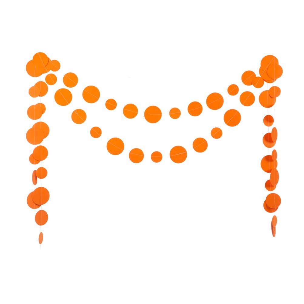 Dot Party Banner, Orange Garland Decor, 20 Ft Hanging Backdrop