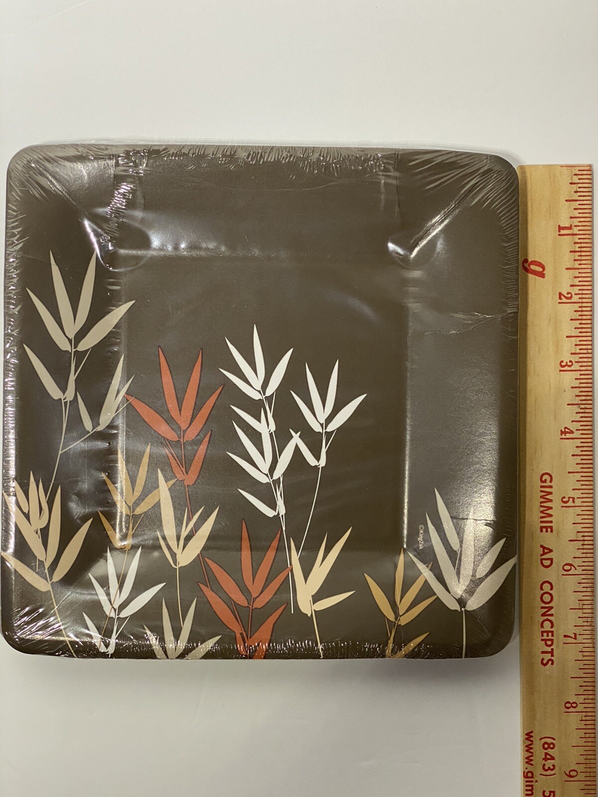 NEW Hanna K. Signature 7.25″ Square Plates 12 count Style-Brown Stalks