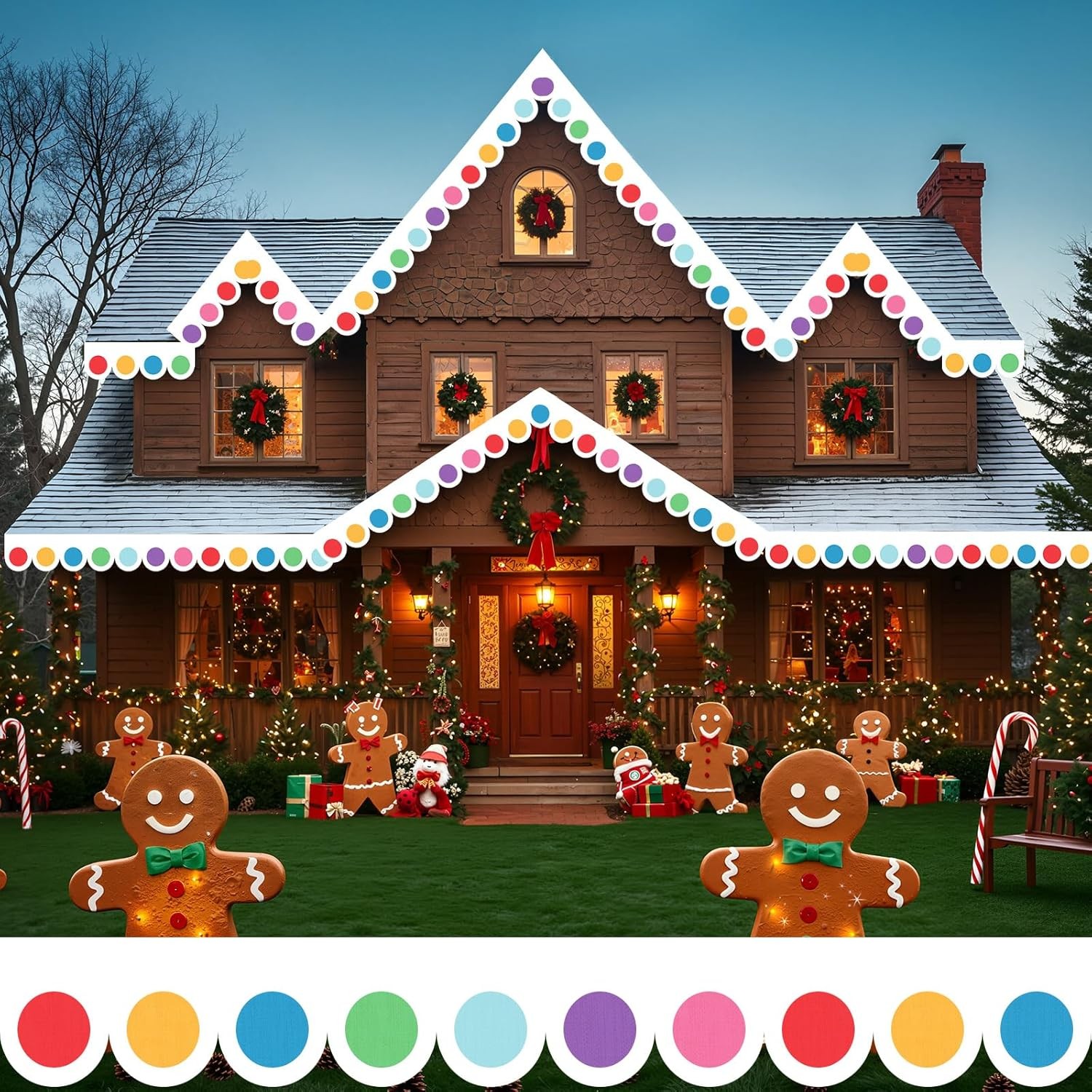 Tudomro 23 ft Outdoor Christmas Gingerbread House Decorations Gingerbread Roof P