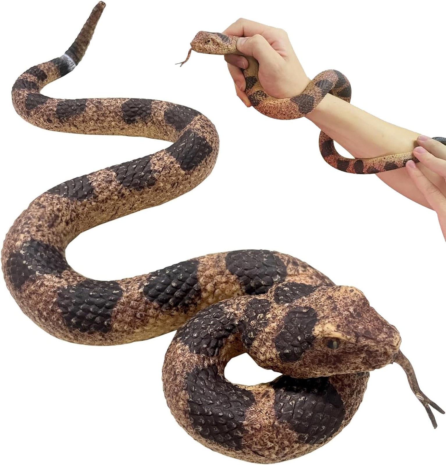 Realistic Fake Snakes Toy Soft Rubber Snake Realistic Keep Birds and Squirrel…