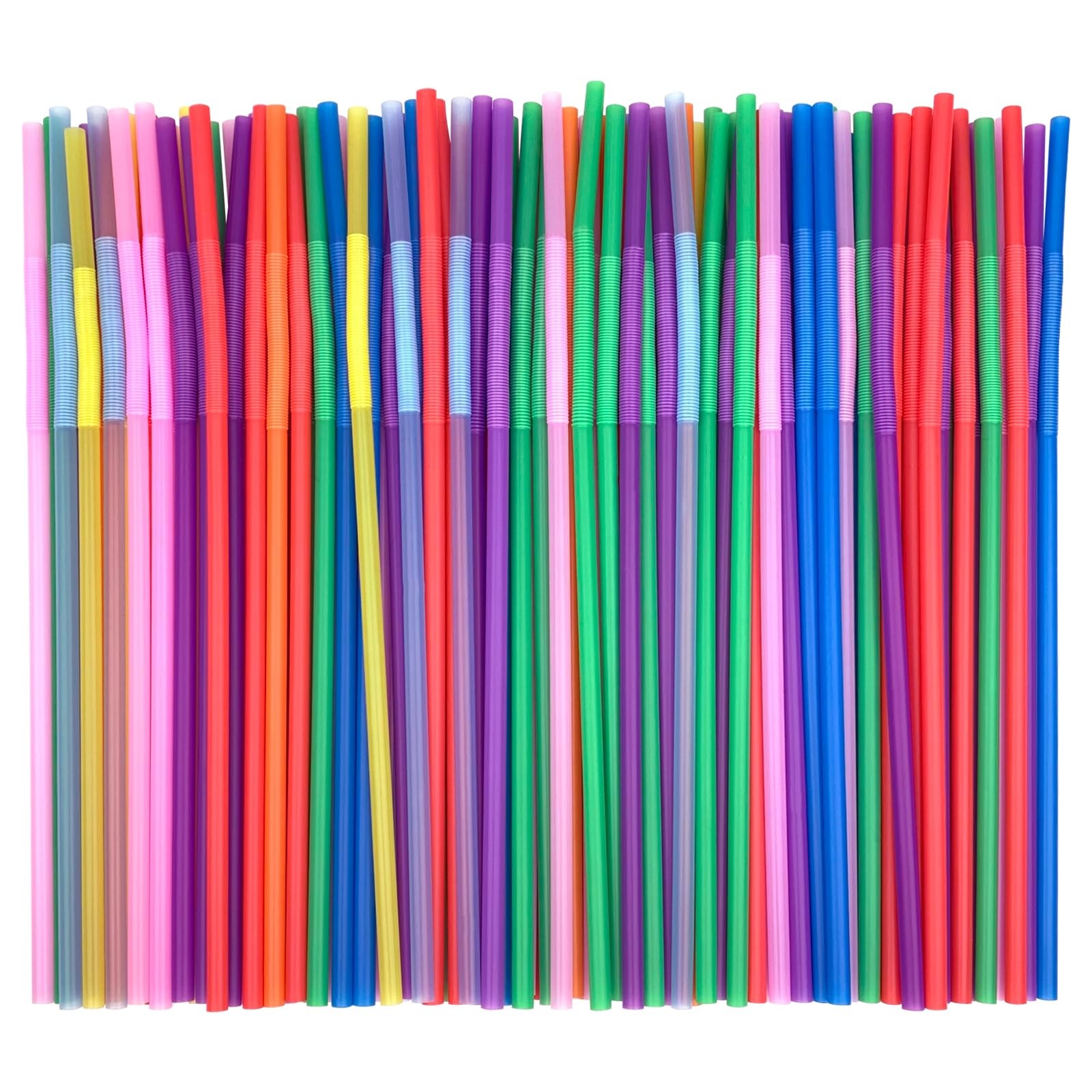 100 Pcs Flexible Colorful Disposable Plastic Bendable Drinking Bendable Straws