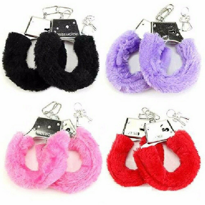 Furry Fuzzy Costume Handcuffs Metal Wrist Cuffs Soft Bachelorette Hen Party OBUS