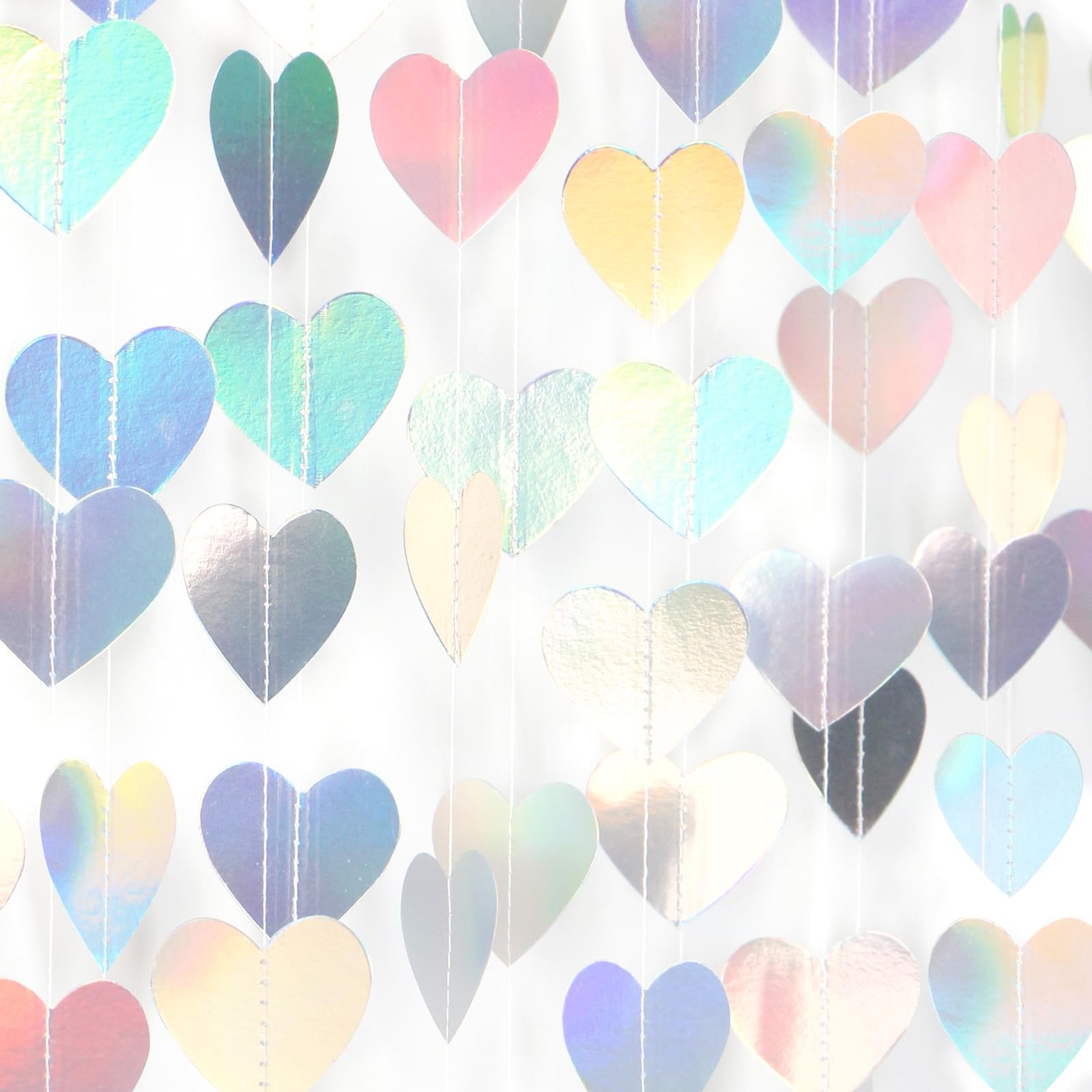Iridescent Disco-Holographic Heart Garland – 52Ft Wedding Hanging Decoration …