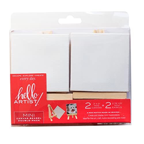 Party Pack Mini Canvas with Easel, 4 Pieces, None