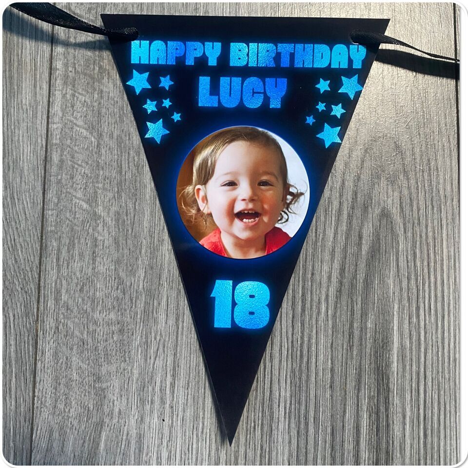 Personalised Photo Birthday Bunting Banner 18th 21st 30th any age