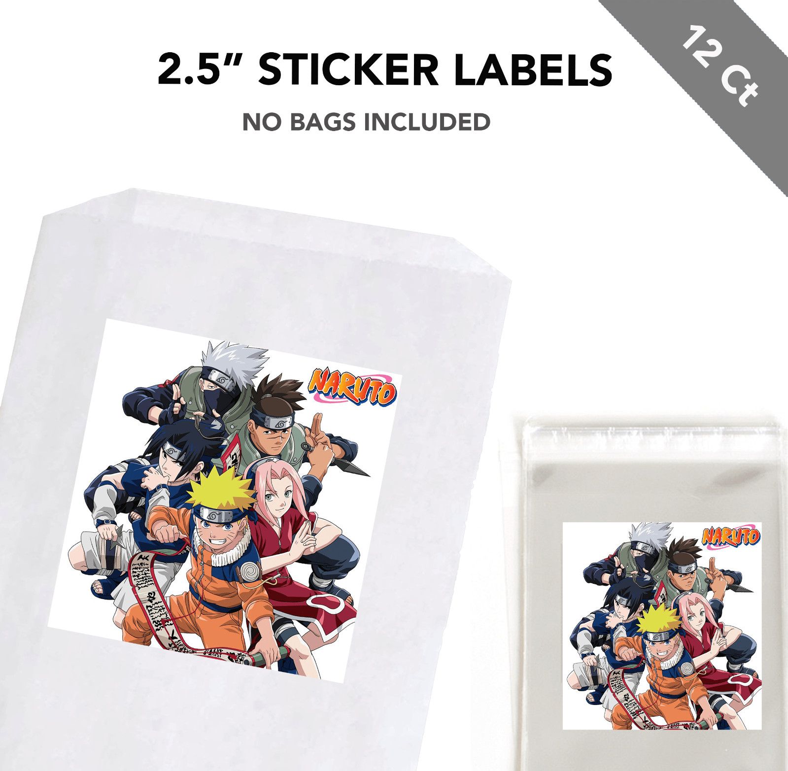 12 ct Naruto 2.5″ Sticker Label for Bag Treat Box Birthday Party Favor
