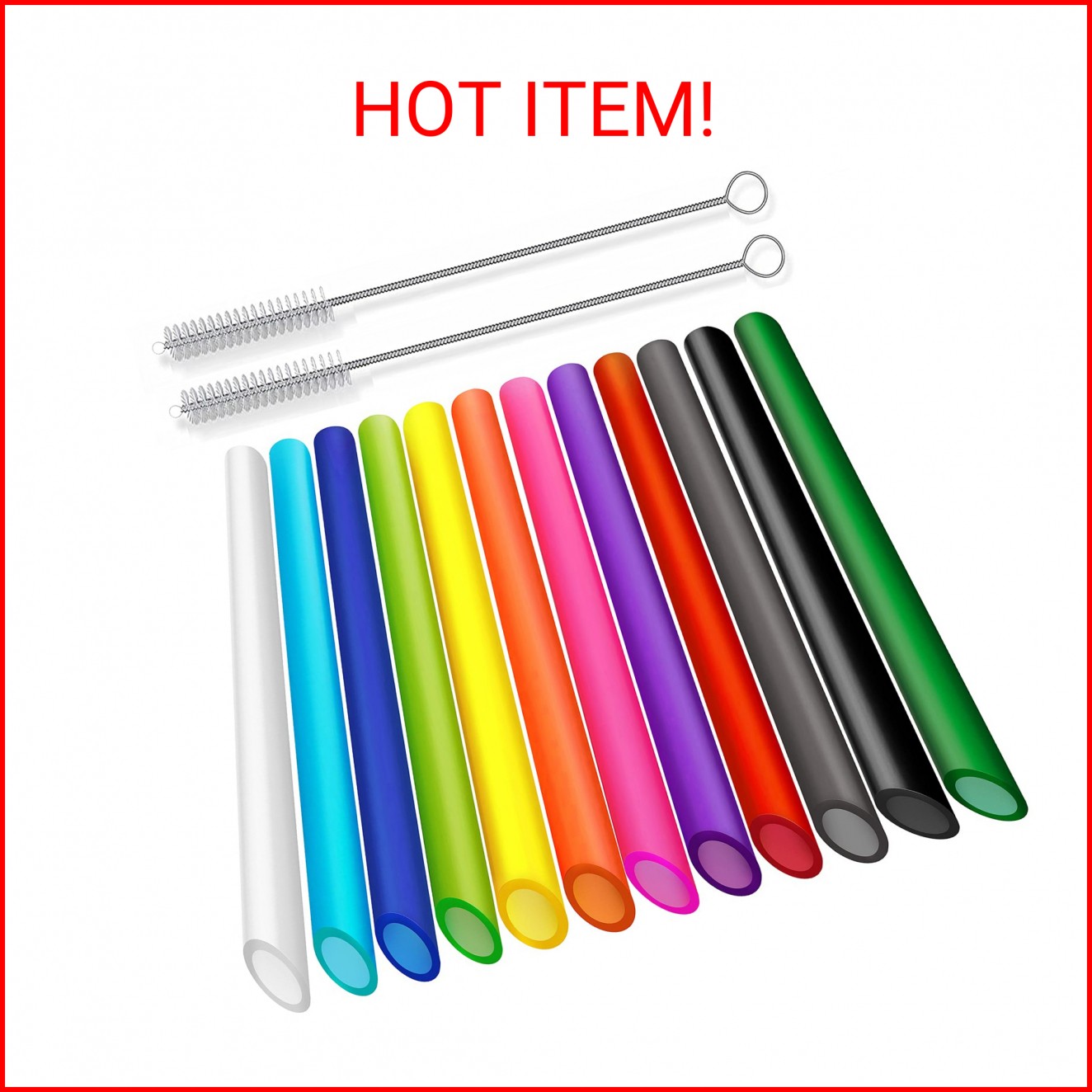 ALINK 12 PCS Reusable Boba Straws, 10.5 Long x 0.51 Wide Colored Plastic Smoothi