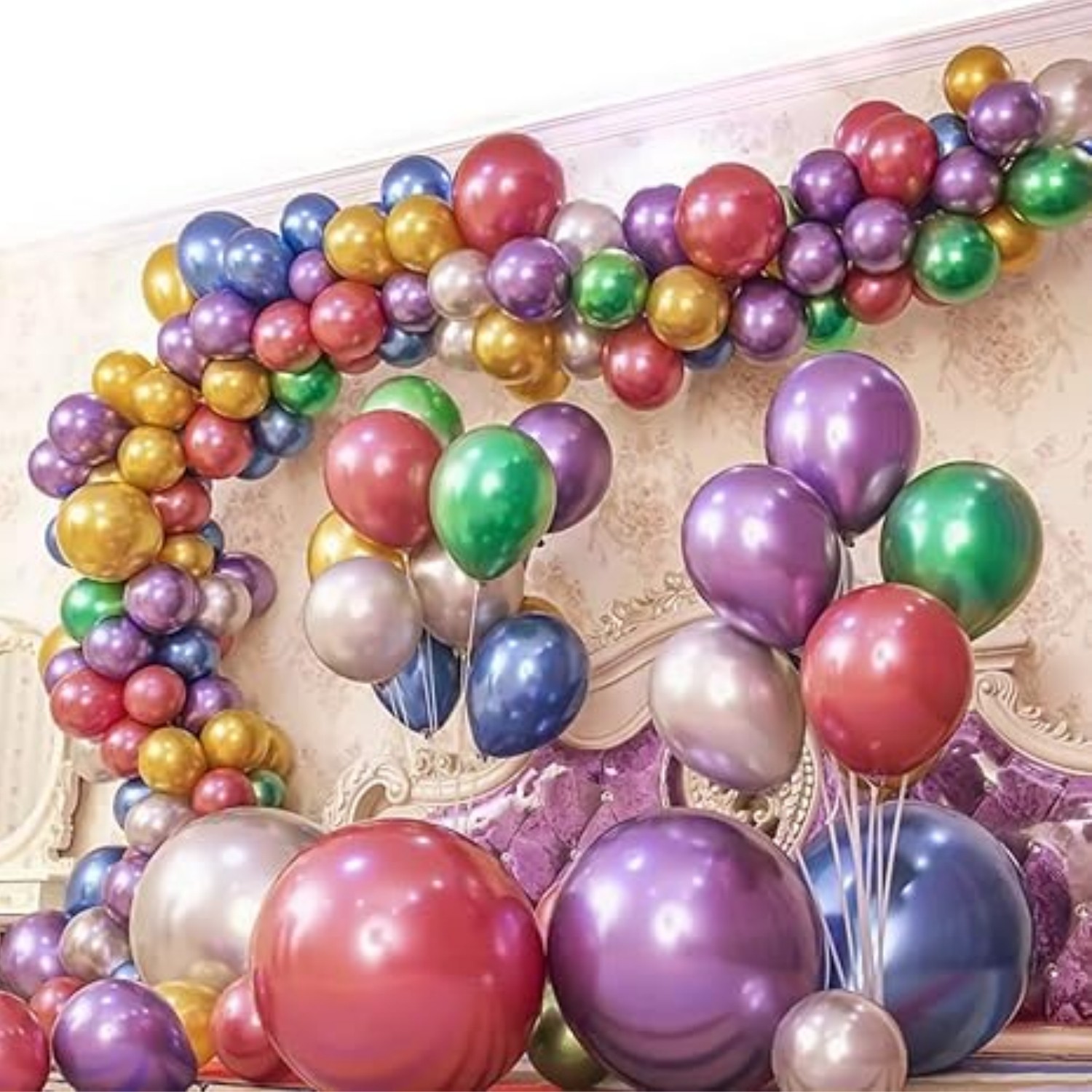 50pcs Rainbow Latex Balloons 12″ Party Balloons, Birthday Balloons Decorations