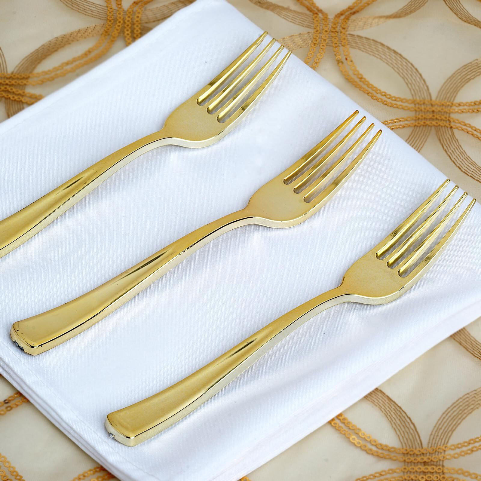 Hard Plastic GOLD FORKS Party Wedding Catering Cutlery Disposable Silverware