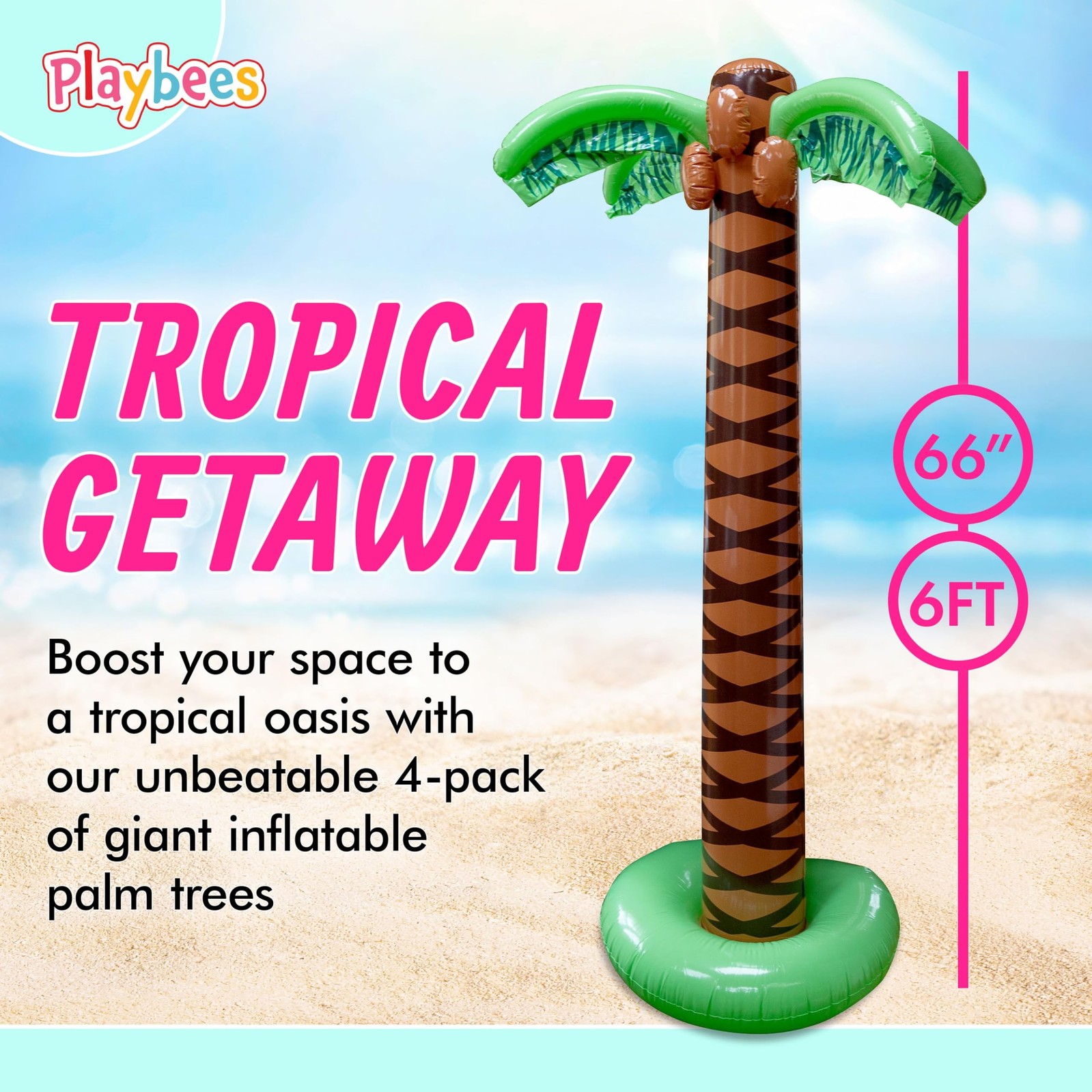 Giant Inflatable Palm Tree 6 Foot – 4PK – Beach Party Decorations for Summer …