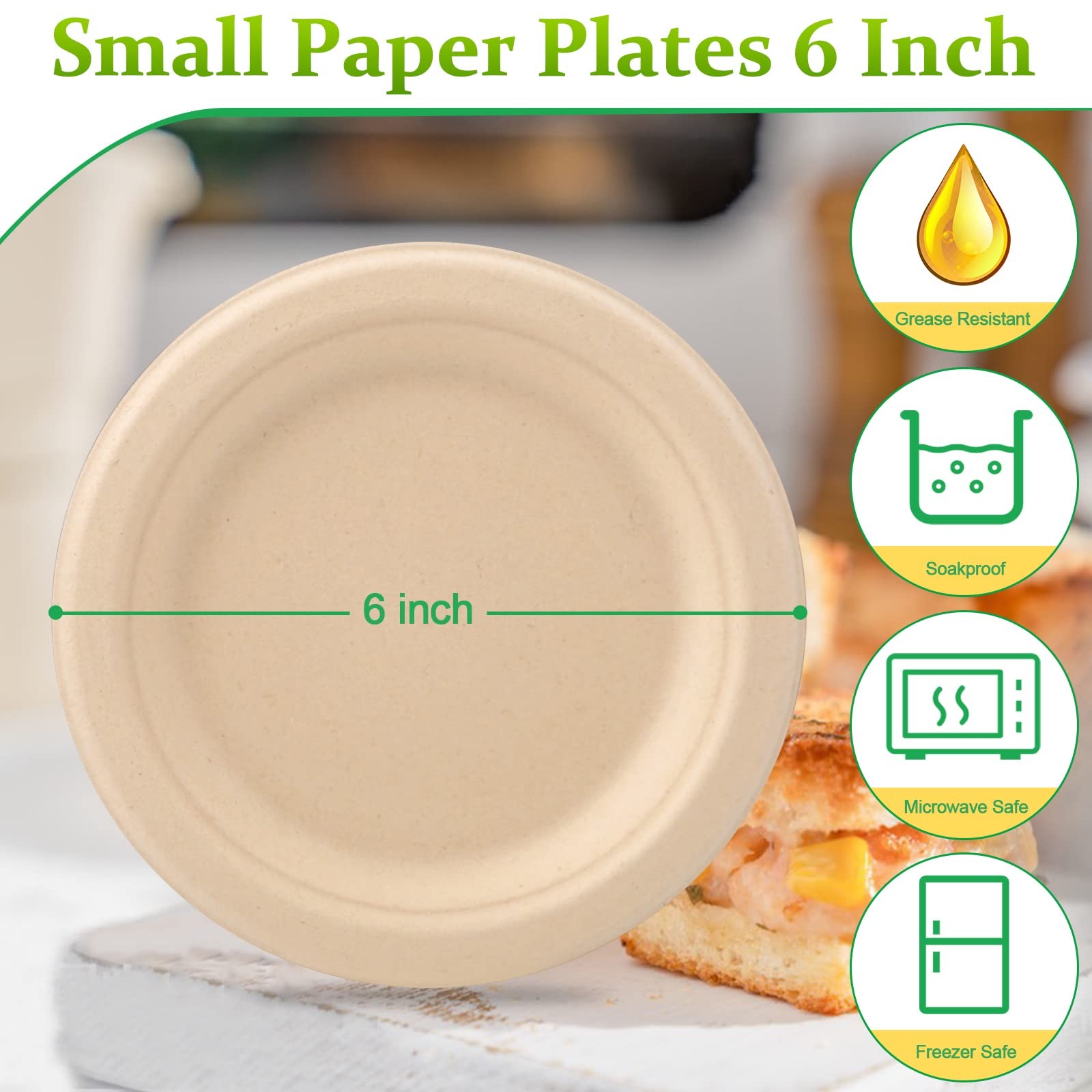 Paper Plates 6 inch, 500 Pack Small Paper Plates Bulk, 100% Compostable Plate…