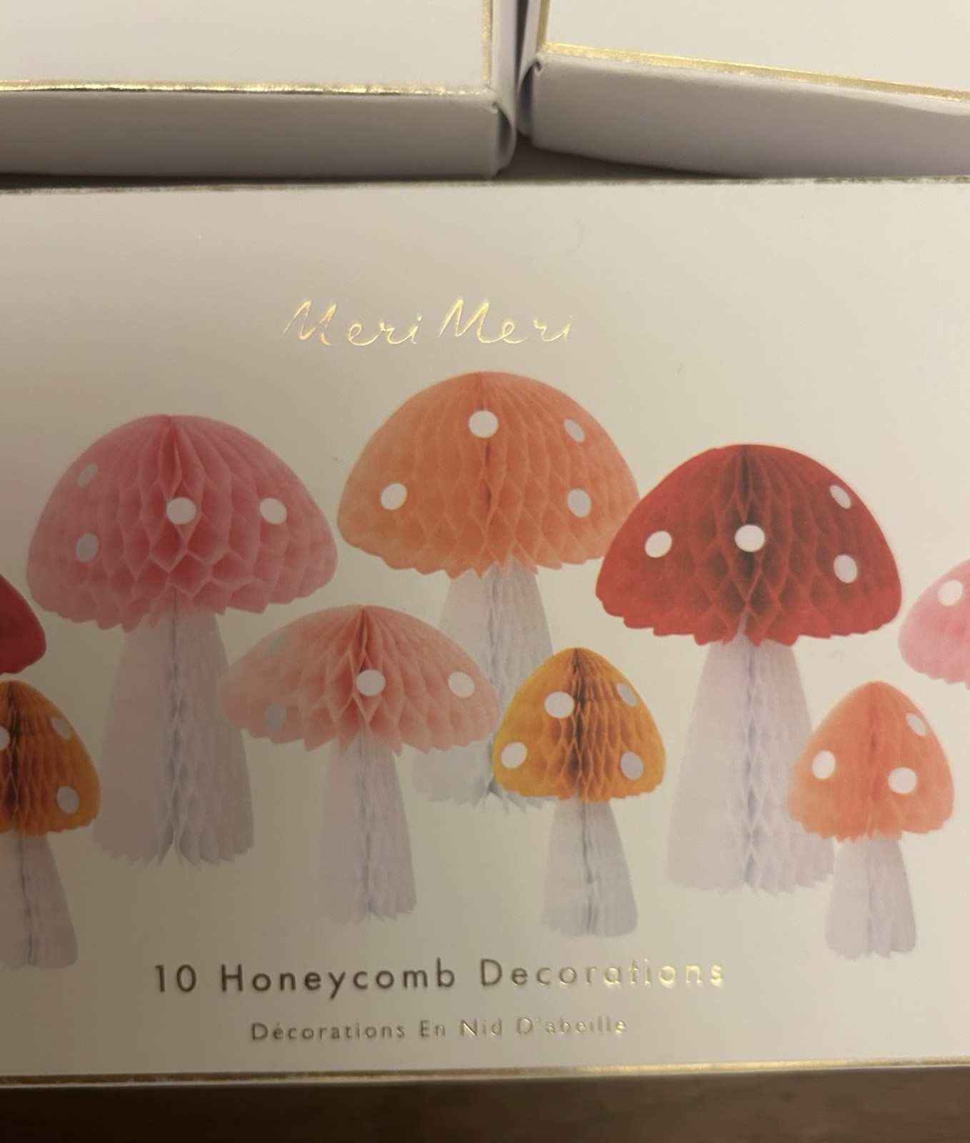 Meri Meri Honeycomb Mushroom Decorations Set Of 10 Pink Red Orange Party Shower