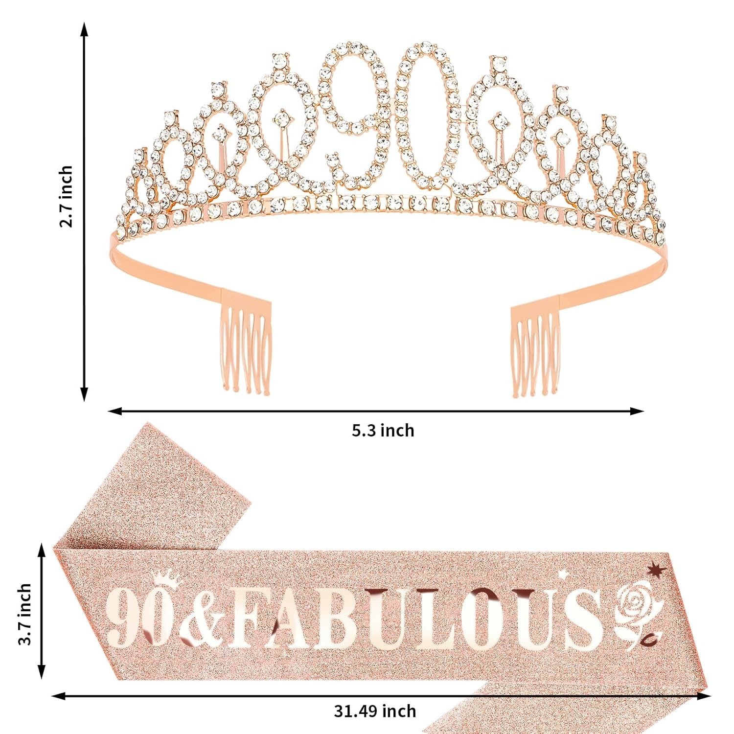 90 & Fabulous Tiara and Glitter Sash Set – Perfect Gift for 90th Birthdays