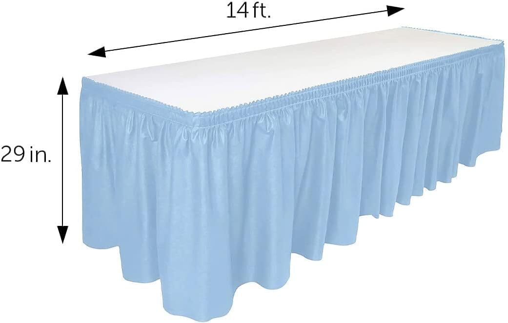 Plastic Table Skirt 29″x14ft for Rectangle Tables Disposable/Reusable BPA Free
