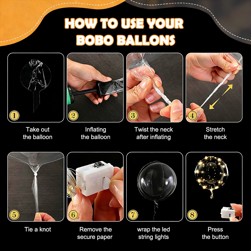 10 PCS LED Light Up Balloons Clear Glow Bobo-Balloon for Birthday Wedding Party