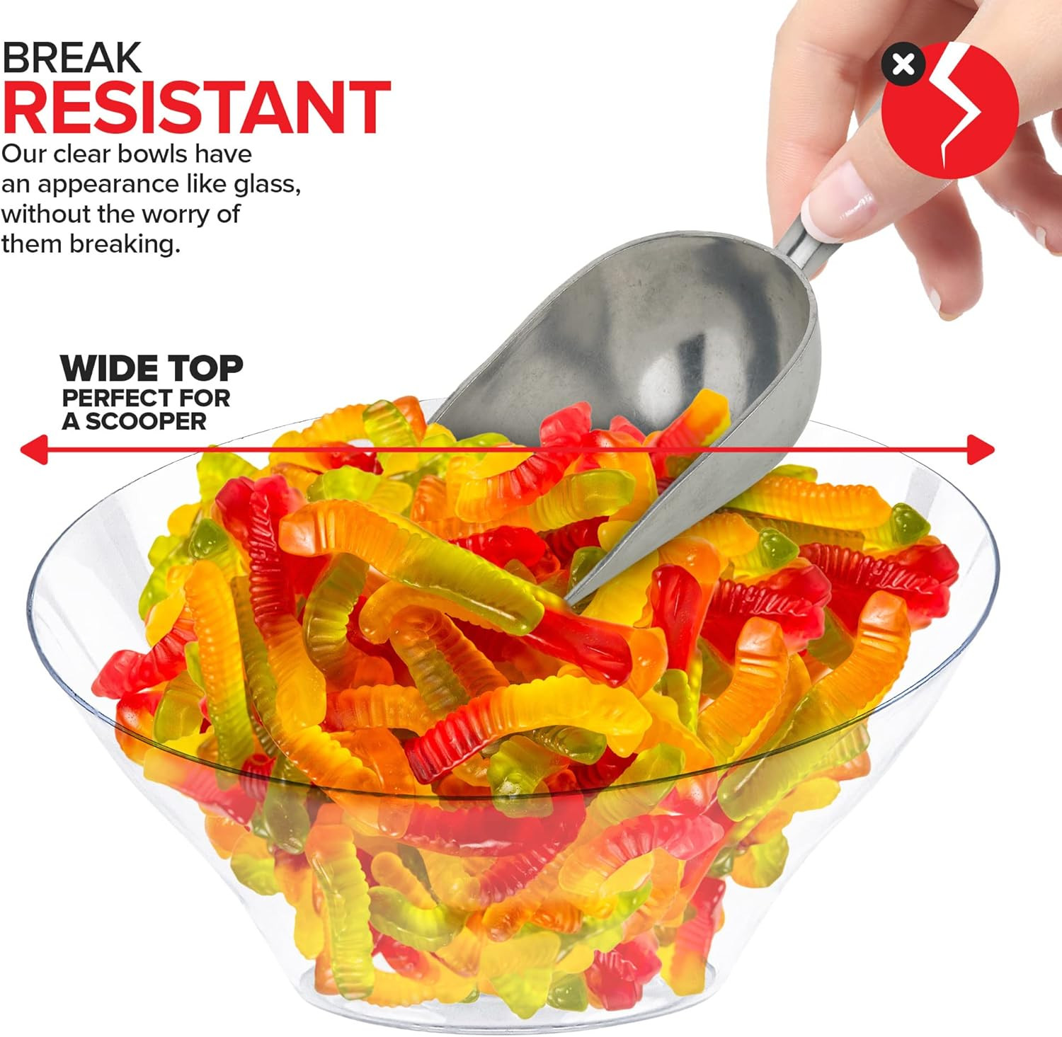 20Oz Clear Plastic Serving Bowls (4 Pack) Medium Disposable Candy Dishes, Buffet