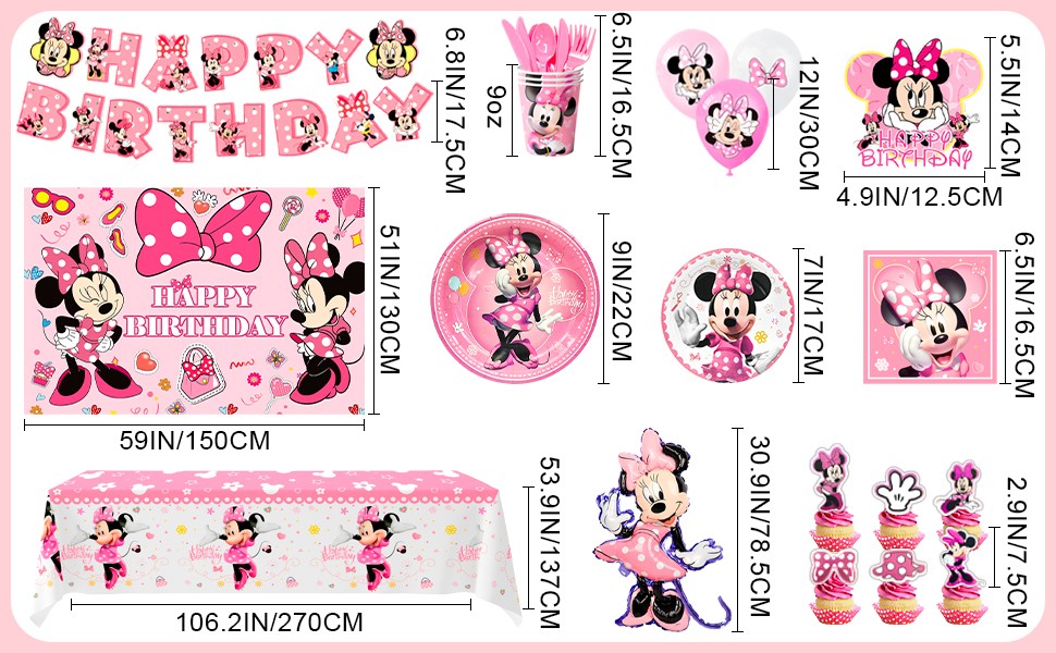 Minnie Mouse Party Supplies 113 Minnie Birthday Party Decoration Balloons Plates