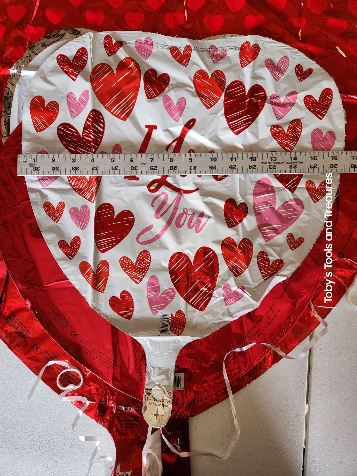 5 Happy Valentine’s Day Helium Balloons 28″ Heart Balloon & 18″ Hearts w/strings