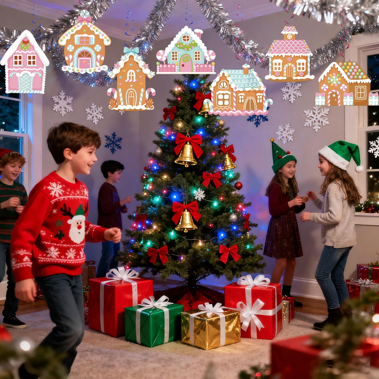 Gingerbread House Theme Party Hanging Swirls Ceiling Streamers Christmas Decor