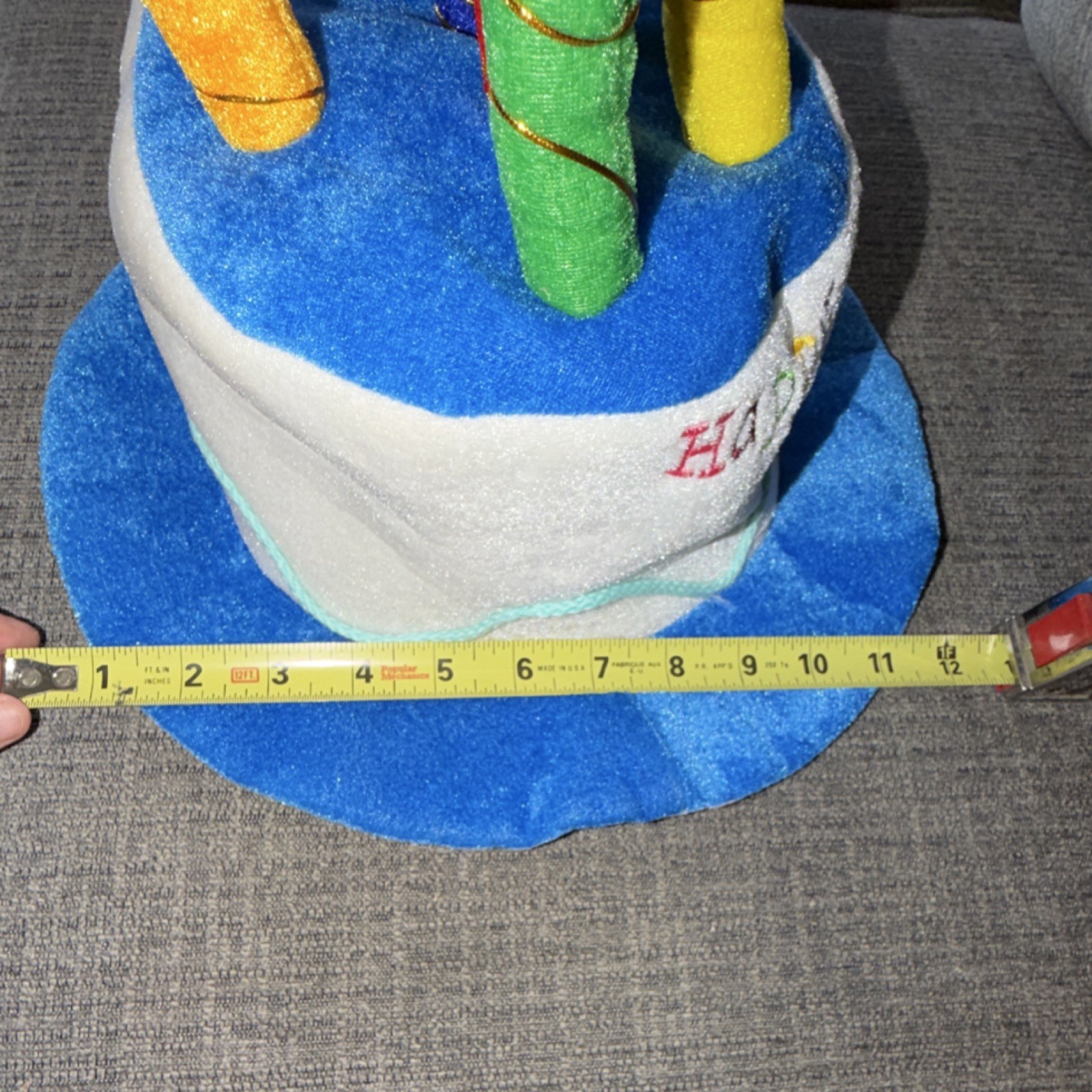 Birthday Cake with Candles Hat, Unisex, Adult, Gag Gift, Badge included.