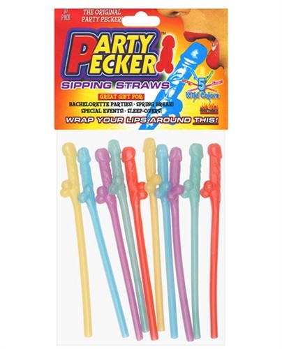 Glow in the Dark Penis Straws 10-Pack Bachelorette Party Supplies Gag Gift