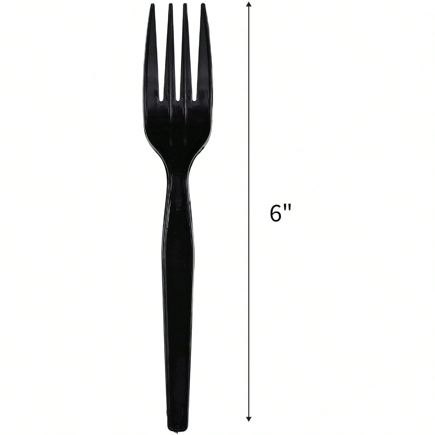 Extra Heavy Duty Black Disposable Plastic Forks 100 Pack Heat Resistant Durable